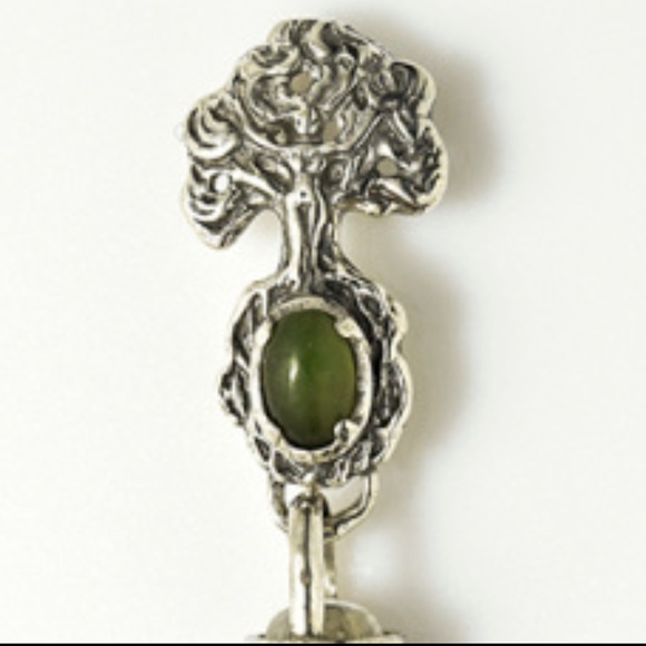 Tree Goddess Crystal Drop Pendant .925 Sterling Silver w/ genuine Jade gem USA - Picture 2 of 3